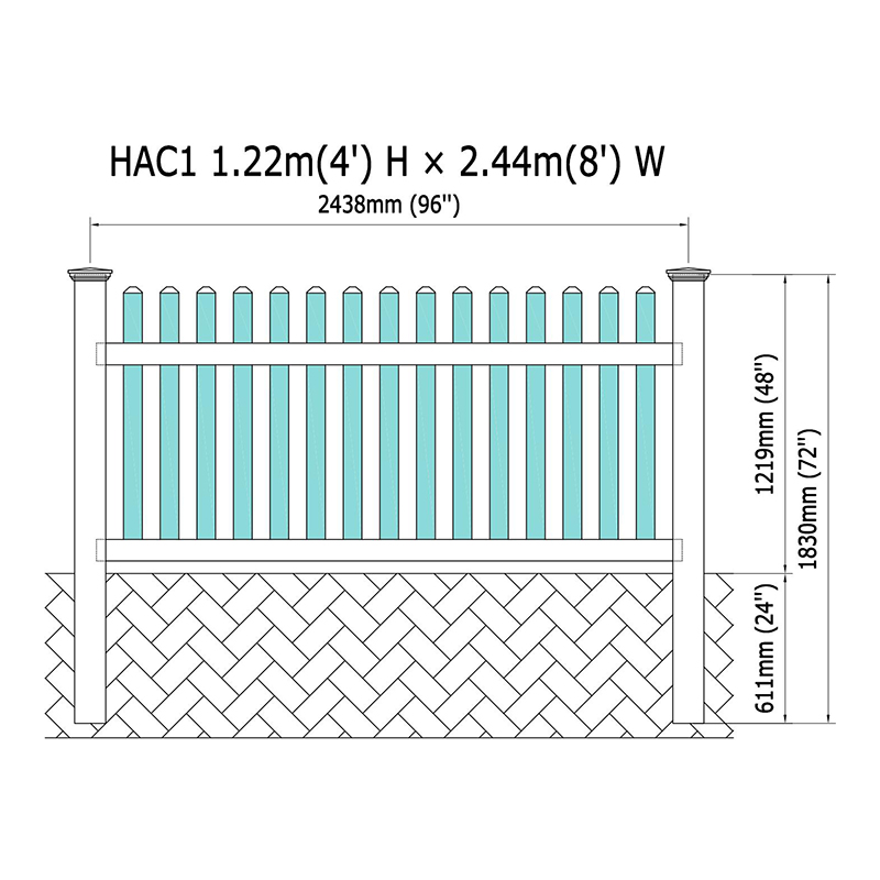 سياج اعتصام HAC1 4'Hx8'W