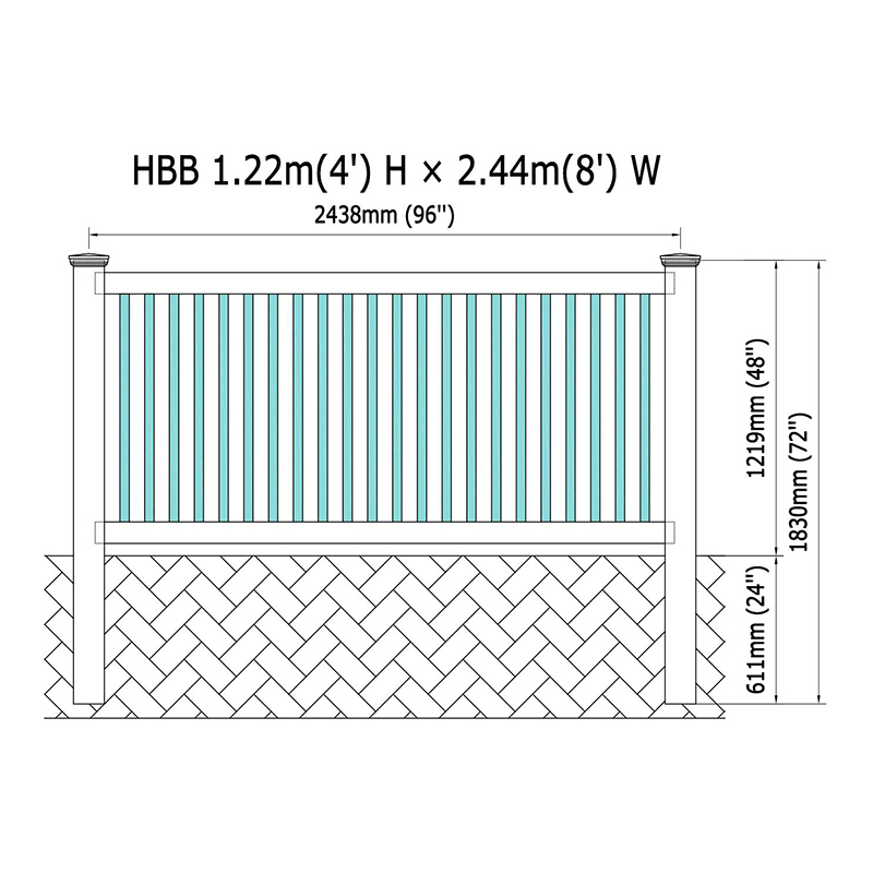 سياج حديقة أفقي PVC HBB