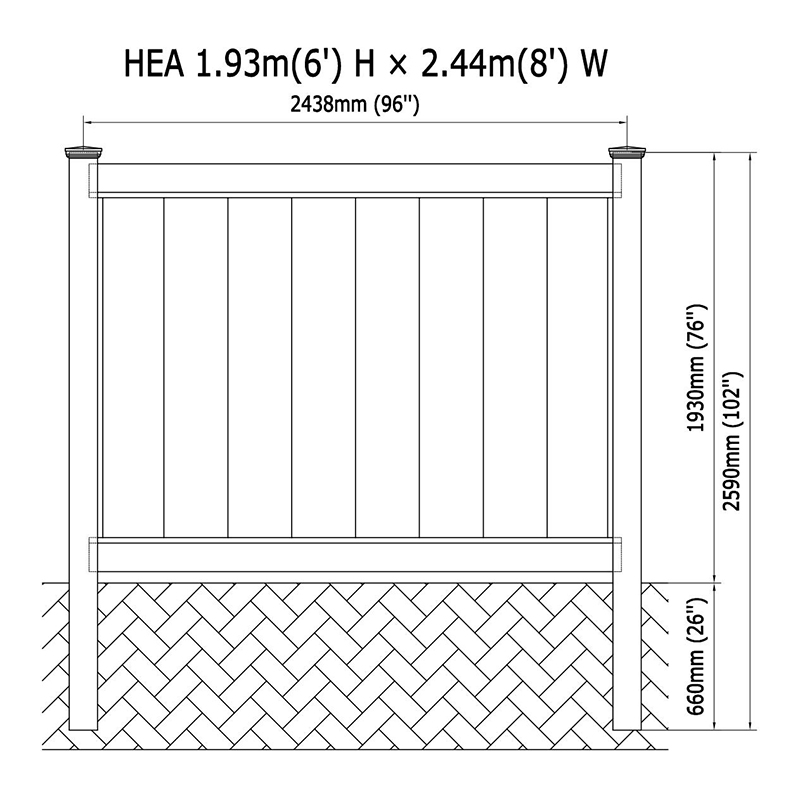 سياج لوحة الخصوصية البلاستيكية HEA 6'x8'