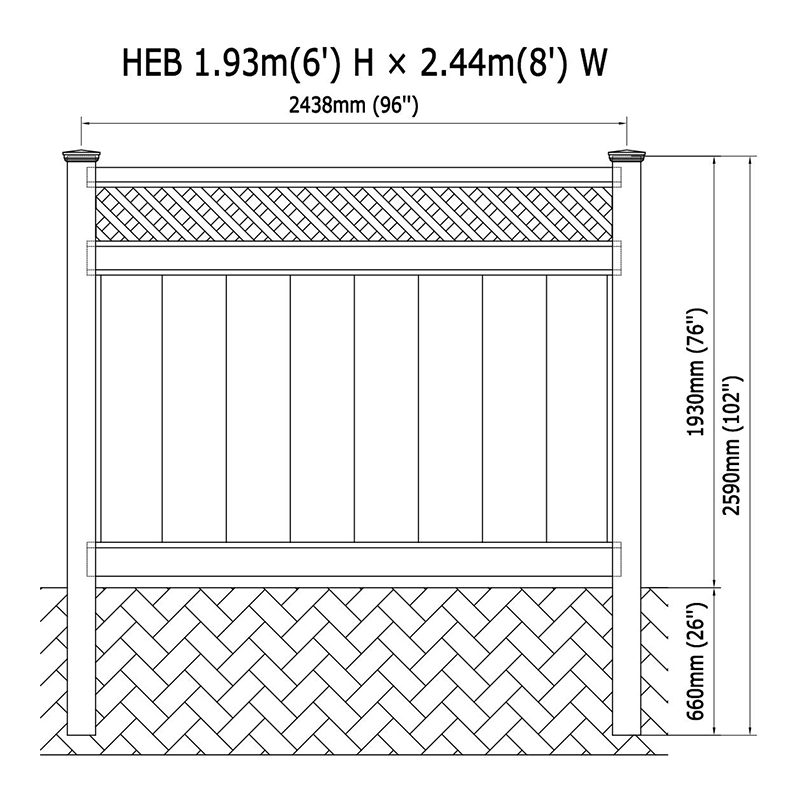 HEB سياج الخصوصية العلوي الشبكي PVC