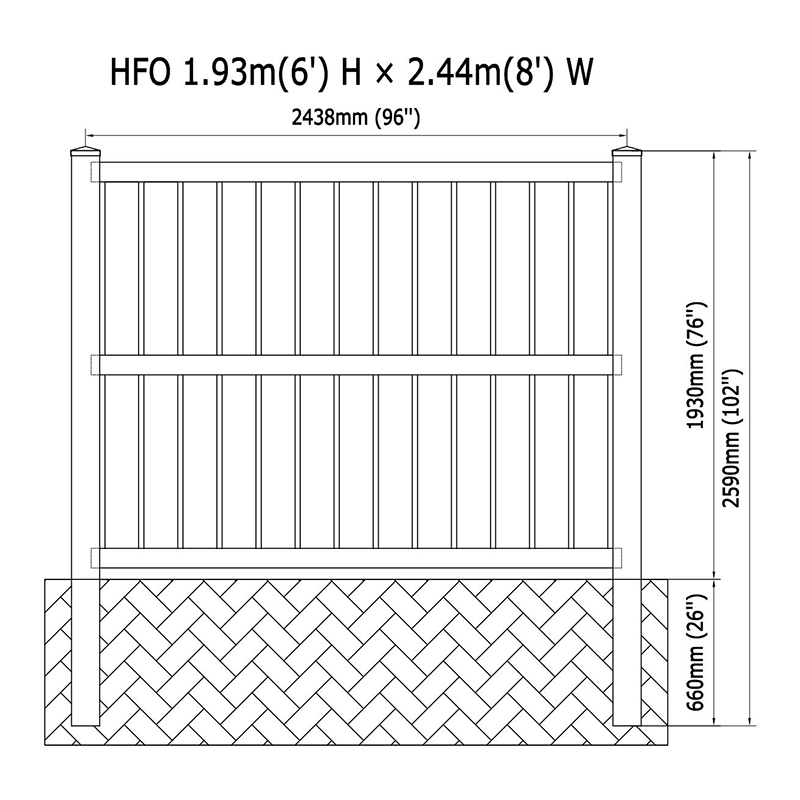 HFO سياج الفينيل شبه الخاص